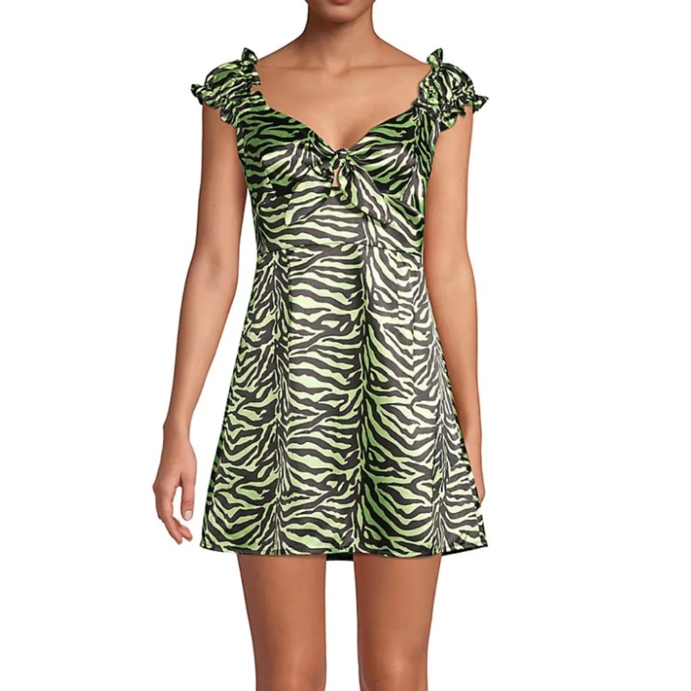 Green & black animal print mini dress made in UK NWT